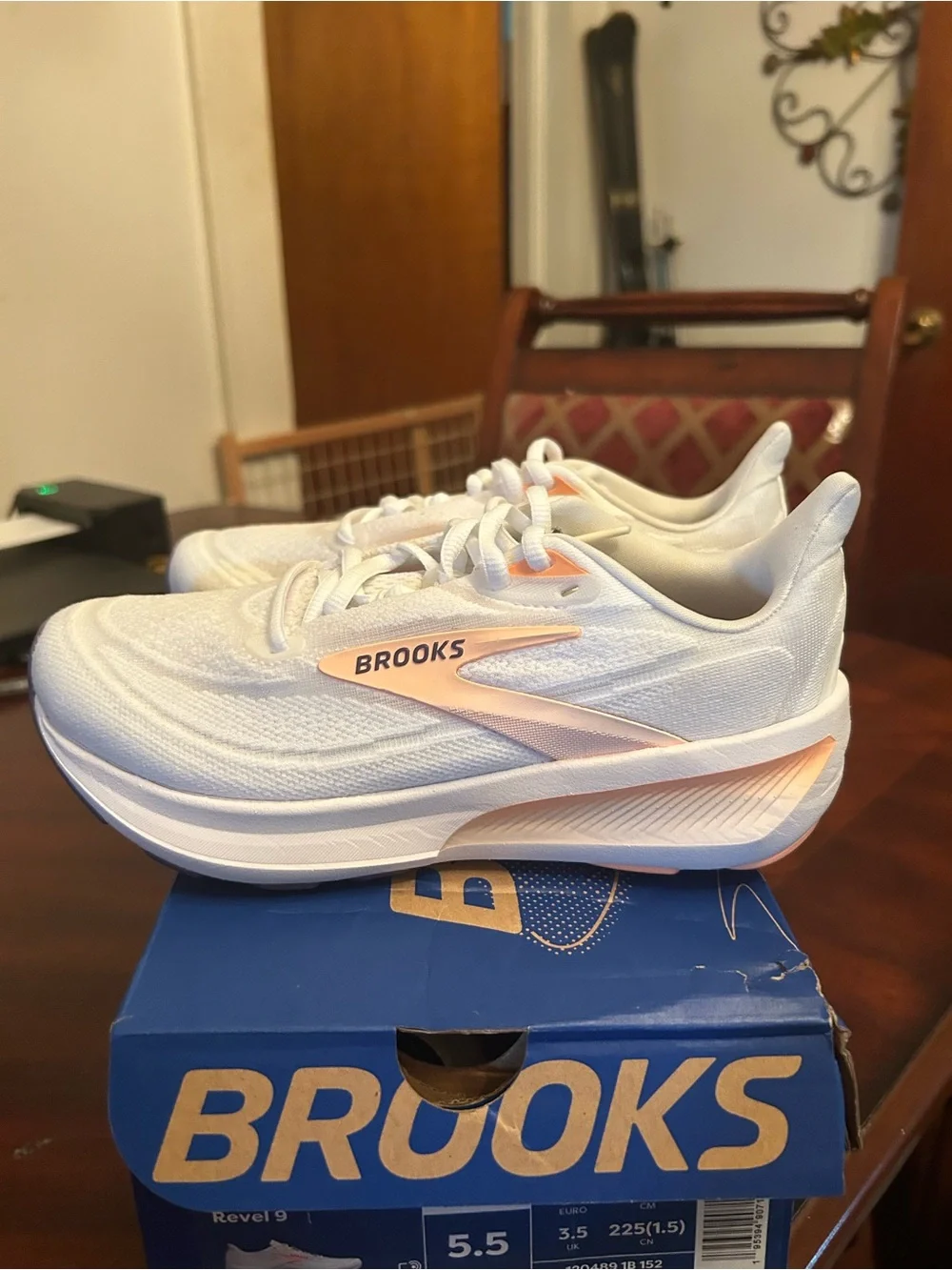 Women’s Brooks White Athletic Shoes with Lavender Soles and Pink Accents